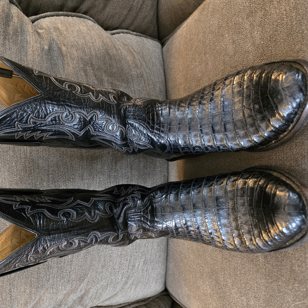 Men's Black Caiman Leather Boots